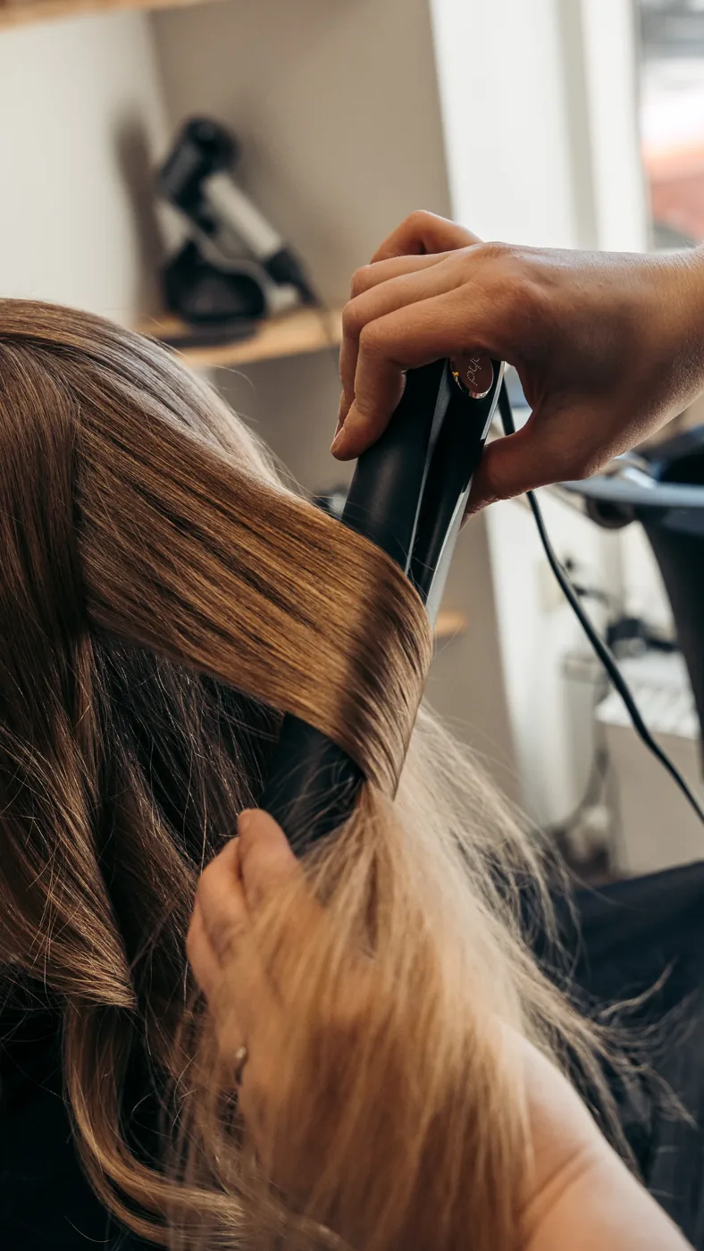 Hiusten muotoilua lähikuvassa